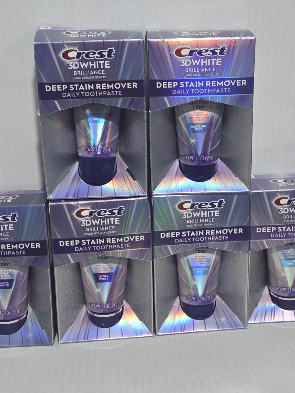 6 Crest 3D White Brilliance Deep Stain Remover Toothpaste - Purple
